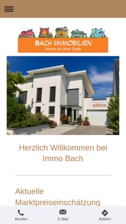Vorschau der mobilen Webseite www.immobach.de, Immo Bach