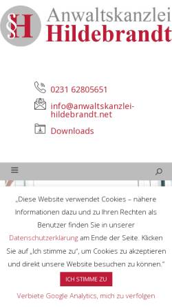 Vorschau der mobilen Webseite anwaltskanzlei-hildebrandt.net, Anwaltskanzlei Hildebrandt