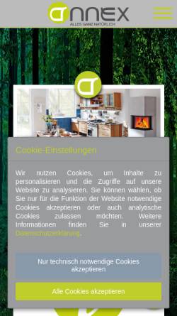 Vorschau der mobilen Webseite www.annex.de, Annex GmbH & Co. Küchenmöbel KG