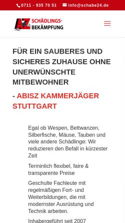 Vorschau der mobilen Webseite schabe24.de, AbisZ Schädlingsbekämpfung