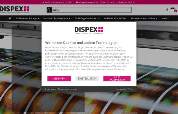 Vorschau von www.dispex-graphics.de, DISPEX XXL-Druck + Marketing Equipment