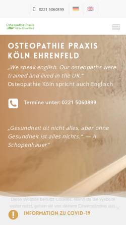 Vorschau der mobilen Webseite osteopathie-koeln-ehrenfeld.de, Osteopathie Köln