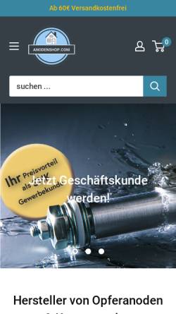 Vorschau der mobilen Webseite anodenshop.com, Anodenshop - Geratsdorfer GmbH