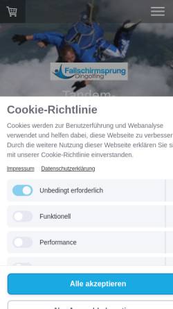 Vorschau der mobilen Webseite www.fallschirmsprung-dingolfing.de, Fallschirmsprung Dingolfing