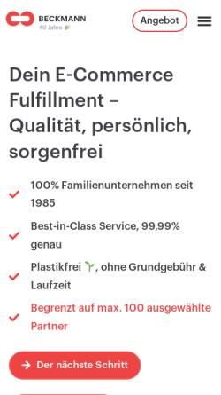 Vorschau der mobilen Webseite beckmannsys.com, Beckmann Systemlogistik GmbH