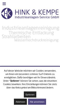 Vorschau der mobilen Webseite www.hink-kempe.de, Hink & Kempe Industieanlagen-Service GmbH