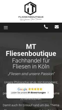 Vorschau der mobilen Webseite mt-fliesen.de, MT Fliesenboutique GmbH
