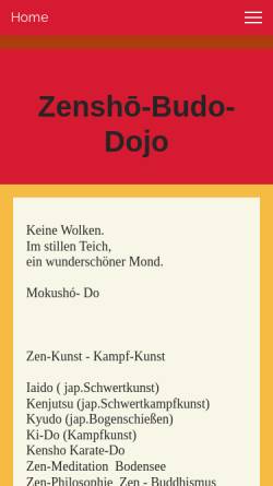Vorschau der mobilen Webseite www.zenshobudo.de, Schule für jap. Kampfkünste - Iaido