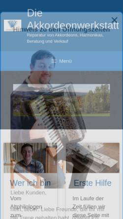 Vorschau der mobilen Webseite die-akkordeonwerkstatt.de, Die Akkordeonwerkstatt Andreas Schertel