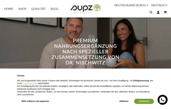 Vorschau von www.supznutrition.com, Supz Nutrition - Bio Aesthetics GmbH