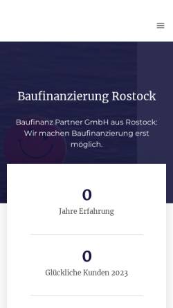 Vorschau der mobilen Webseite baufinanzierung-rostock.de, Baufinanz Partner, Beratungs-und Vermittlungsgesellschaft mbH