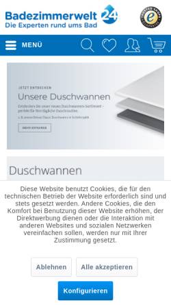 Vorschau der mobilen Webseite www.badezimmerwelt24.de, Intrabad GmbH