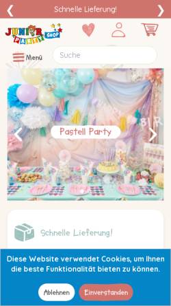 Vorschau der mobilen Webseite www.junior-partyshop.ch, Junior Partyshop