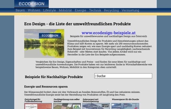 Vorschau von www.ecodesign-beispiele.at, Ecodesign - WIFI Österreich - Beratungsdienste