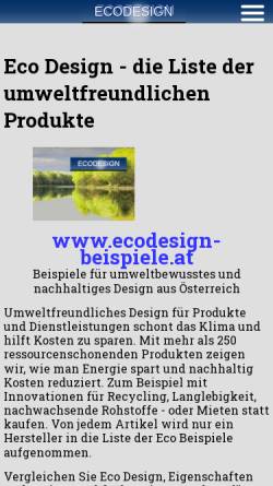 Vorschau der mobilen Webseite www.ecodesign-beispiele.at, Ecodesign - WIFI Österreich - Beratungsdienste