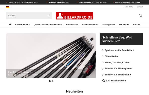 Vorschau von www.billardpro.de, Billardpro