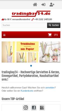 Vorschau der mobilen Webseite www.tradingbay24.de, tradingbay24 GmbH