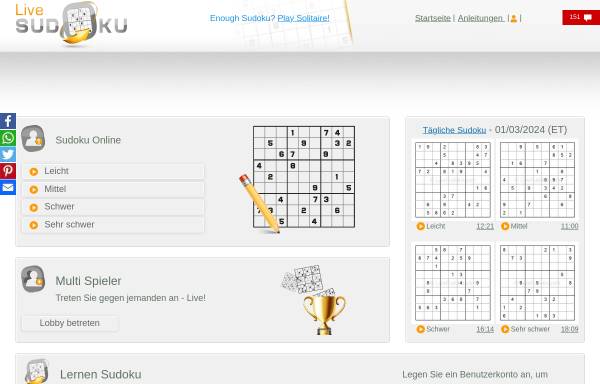 Vorschau von www.livesudoku.com, Live Sudoku