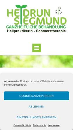 Vorschau der mobilen Webseite schmerztherapie-heilpraktiker-hamburg.de, Heilpraktikerin Heidrun Siegmund