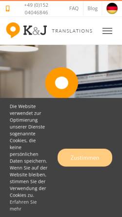 Vorschau der mobilen Webseite www.kjtranslations.de, K&J Translations