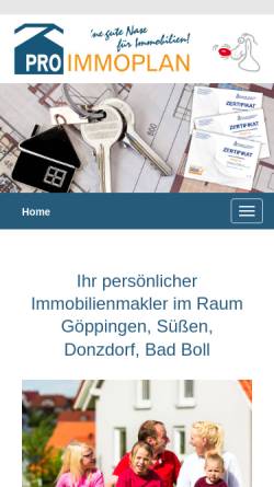 Vorschau der mobilen Webseite www.pro-immoplan.de, Pro-Immoplan