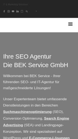 Vorschau der mobilen Webseite www.bekservice.de, BEK Service GmbH