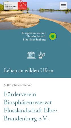 Vorschau der mobilen Webseite www.elbtalaue.com, Förderverein Biosphärenreservat Flusslandschaft Elbe-Brandenburg e. V.