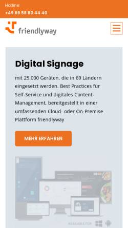Vorschau der mobilen Webseite www.friendlyway.de, friendlyway Products & Services GmbH
