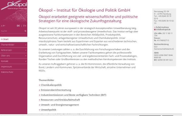 Vorschau von www.oekopol.de, Ökopol - Institut für Ökologie und Politik