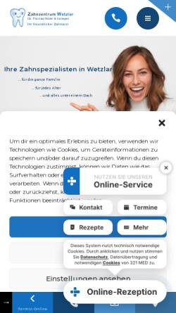 Vorschau der mobilen Webseite www.zahnarztwetzlar.de, Zahnarztpraxis Dr. Thomas Röder & Kollegen