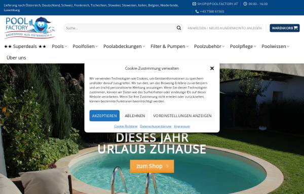 Vorschau von www.poolfactory.at, poolfactory - RW Group Austria Produktions- und Handelsgesellschaft mbH