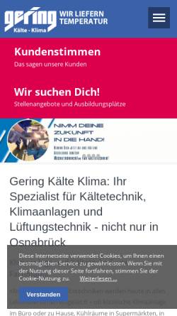 Vorschau der mobilen Webseite www.gering-kaelte-klima.de, Gering Kälte Klima GmbH