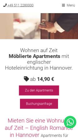 Vorschau der mobilen Webseite www.english-romance.de, English Romance Service GmbH