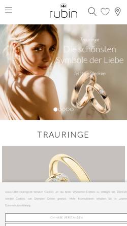 Vorschau der mobilen Webseite www.rubin-trauringe.de, Rubin Goldschmuck GmbH