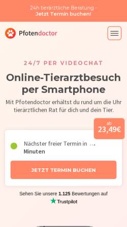 Vorschau der mobilen Webseite pfotendoctor.de, Pfotendoctor