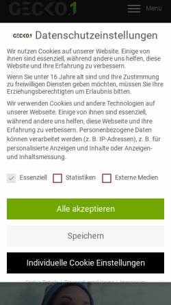 Vorschau der mobilen Webseite gecko-one.de, Gecko One GmbH