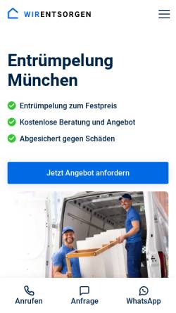 Vorschau der mobilen Webseite wirentsorgen.de, Wirentsorgen - Wohnungsauflösung Entrümpelung München