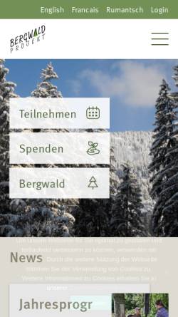 Vorschau der mobilen Webseite www.bergwaldprojekt.ch, Bergwaldprojekt