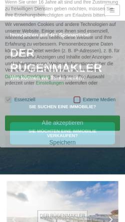 Vorschau der mobilen Webseite ruegenmakler.de, DER RÜGENMAKLER