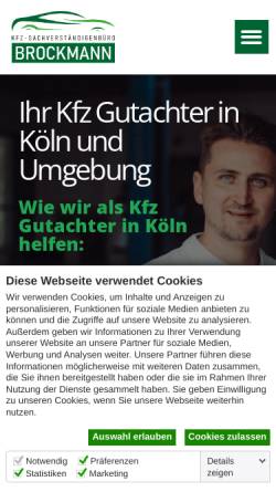 Vorschau der mobilen Webseite www.gutachter-brockmann.de, Kfz-Sachverständigenbüro Brockmann