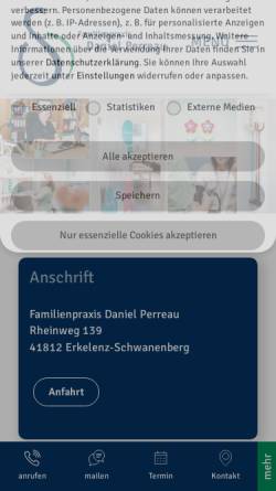 Vorschau der mobilen Webseite www.hausarzt-perreau.de, Praxis Dr. med. Daniel Perrau
