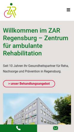 Vorschau der mobilen Webseite www.zar-regensburg.de, ZAR Regensburg