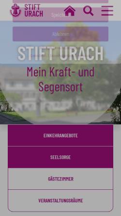 Vorschau der mobilen Webseite www.stifturach.de, Stift Urach