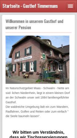 Vorschau der mobilen Webseite www.gasthof-timmermans.de, Gasthof-Pension Timmermanns