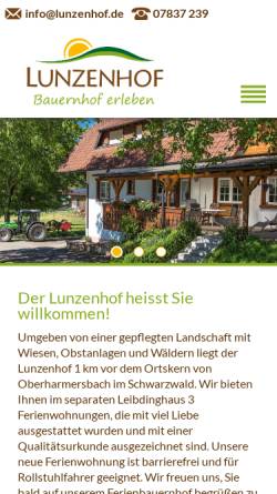 Vorschau der mobilen Webseite www.lunzenhof.de, Lunzenhof