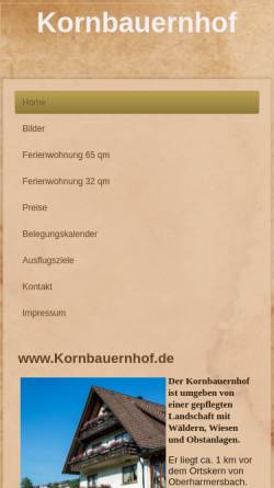 Vorschau der mobilen Webseite www.kornbauernhof.de, Kornbauernhof