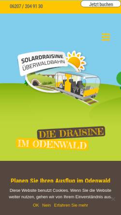 Vorschau der mobilen Webseite www.solardraisine-ueberwaldbahn.de, Solardraisine Überwaldbahn