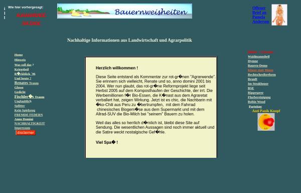 Vorschau von www.bauernweisheiten.de, Bauernweisheiten: humorige Informationen über Agrarpolitik und Landwirtschaft