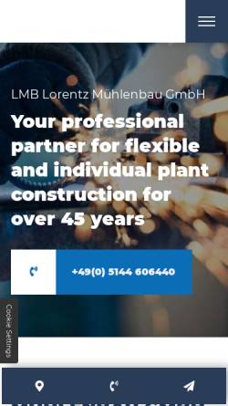 Vorschau der mobilen Webseite www.l-m-b.eu, LMB Lorentz Mühlenbau GmbH