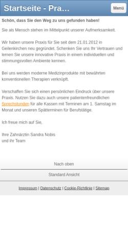 Vorschau der mobilen Webseite www.zahnheilkunde-nobis.de, Praxis Dr. Sandra Nobis
